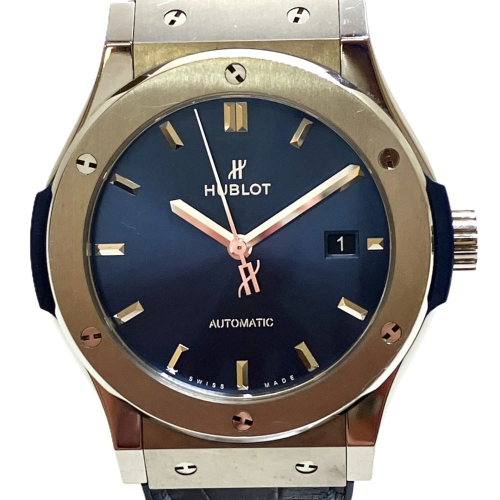 Hublot Classic Fusion wristwatch, total weight 81.0g, titanium, genuine leath... - Picture 1 of 9